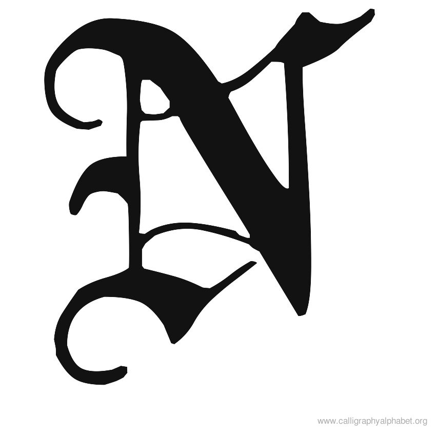 Calligraphy Alphabet N | Alphabet N Calligraphy Sample Styles