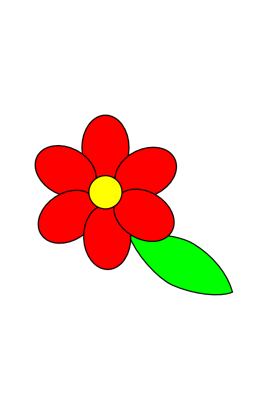 palomaironique flower 6 red petals black outline green leaf 1 ...