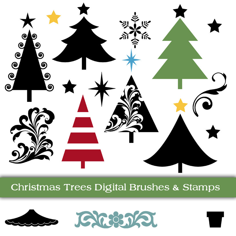 Christmas Trees Digital Clipart. Instant by ColorsonPaper on Etsy