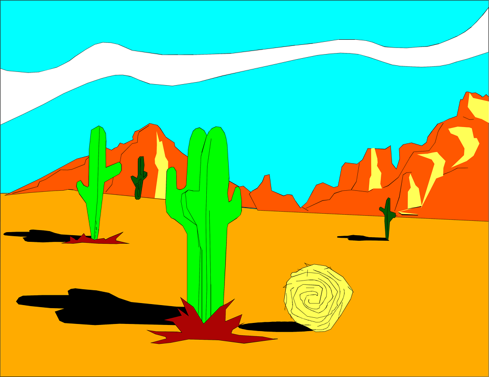 Free Stock Photos | Illustration of a desert landscape with cacti ...