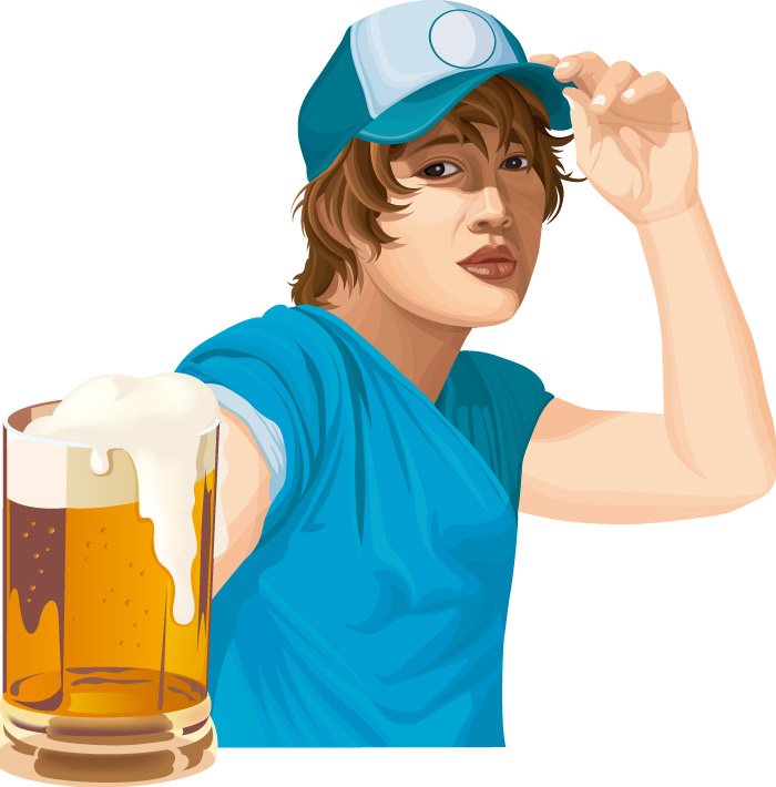 Korean fashion and beer cool guy character vector material ...