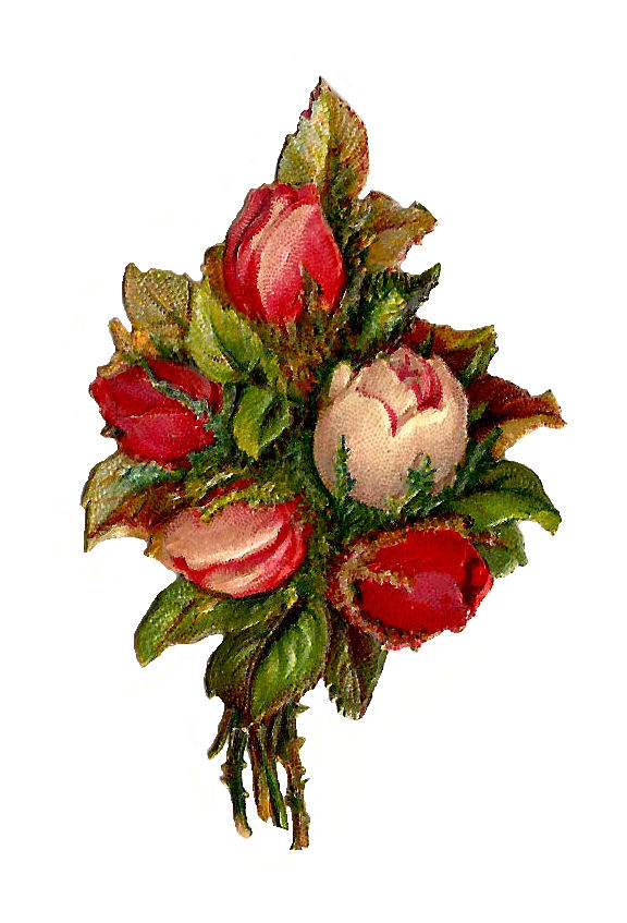 Antique Images: Free Flower Clip Art: Red and Pink Rose Bouquet ...