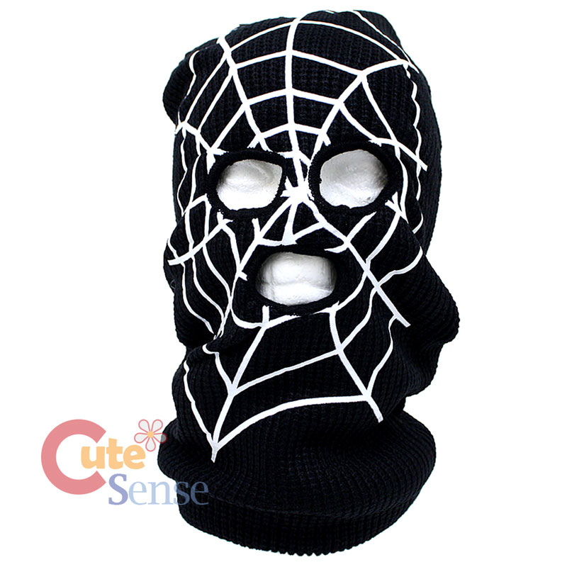 Black Spider Web Mens Ski Mask Beanie with Mouse Eyeholes One Size ...