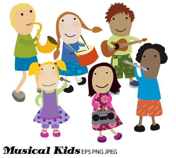 Musical Kids clip art – EPS, PNG and JPEG | Mels Brushes