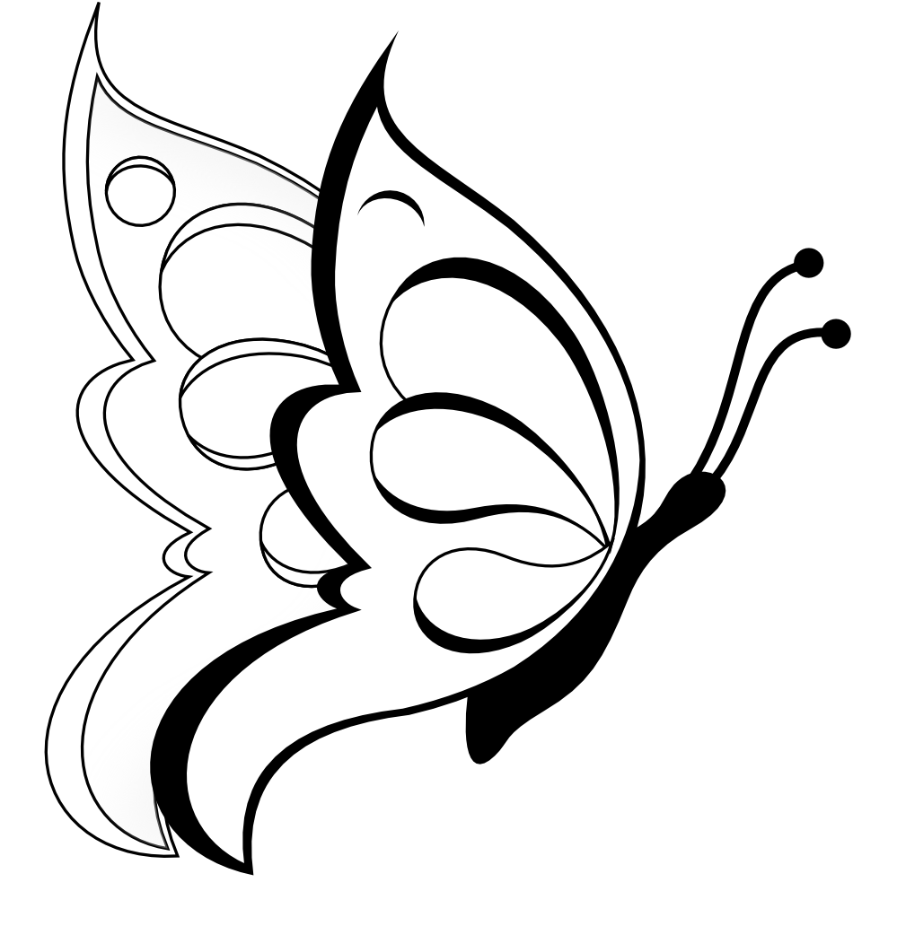 butterfly black white coloring flower clipartist.net clipartist ...