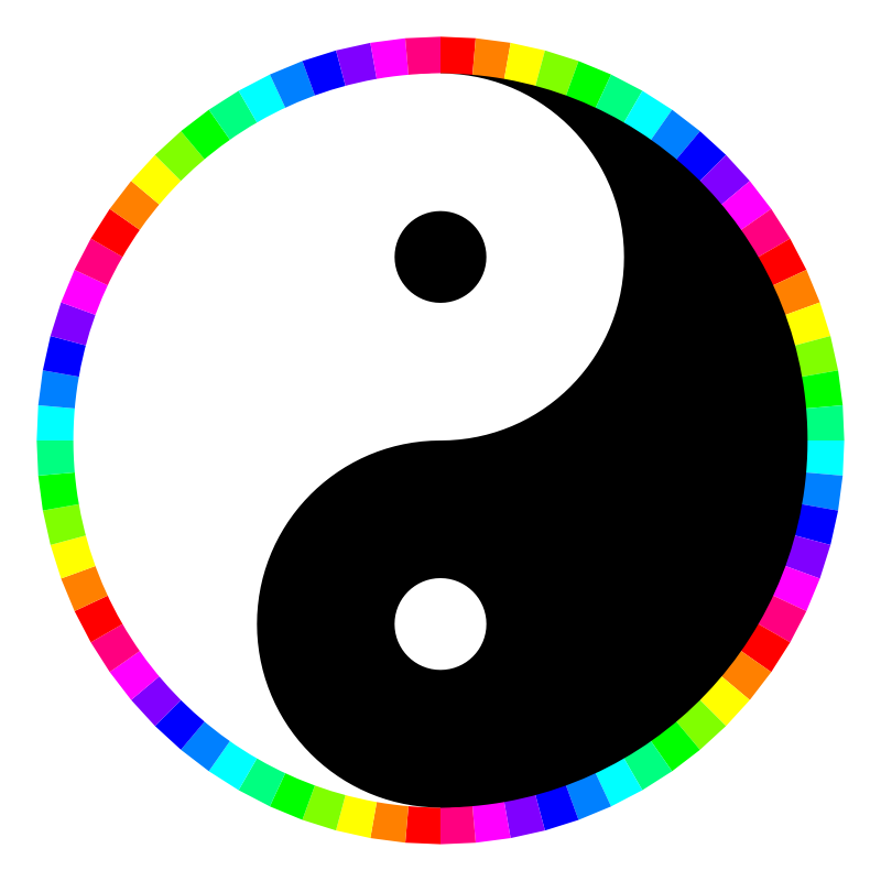 Clipart - rainbow around yinyang