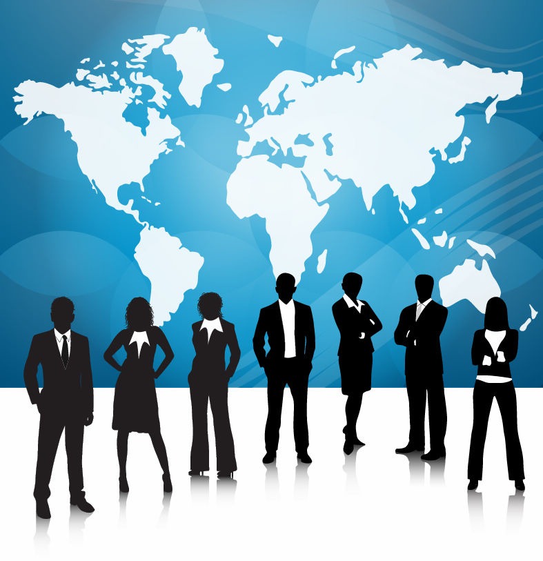 Business People Team With World Map | Free Vector Graphics | All ...
