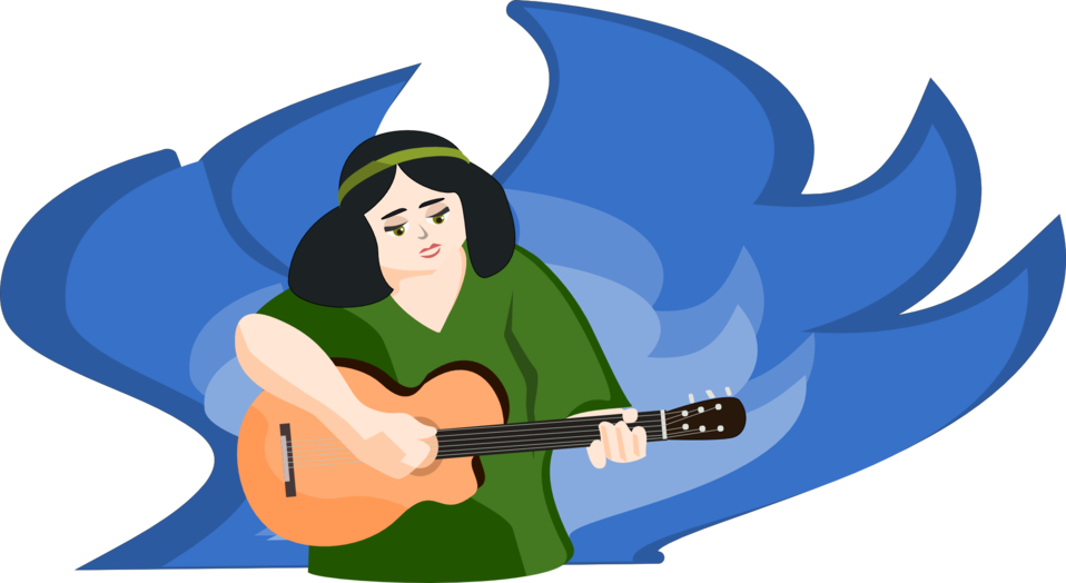 Public Domain Clip Art Image | bard woman playing gitar | ID ...