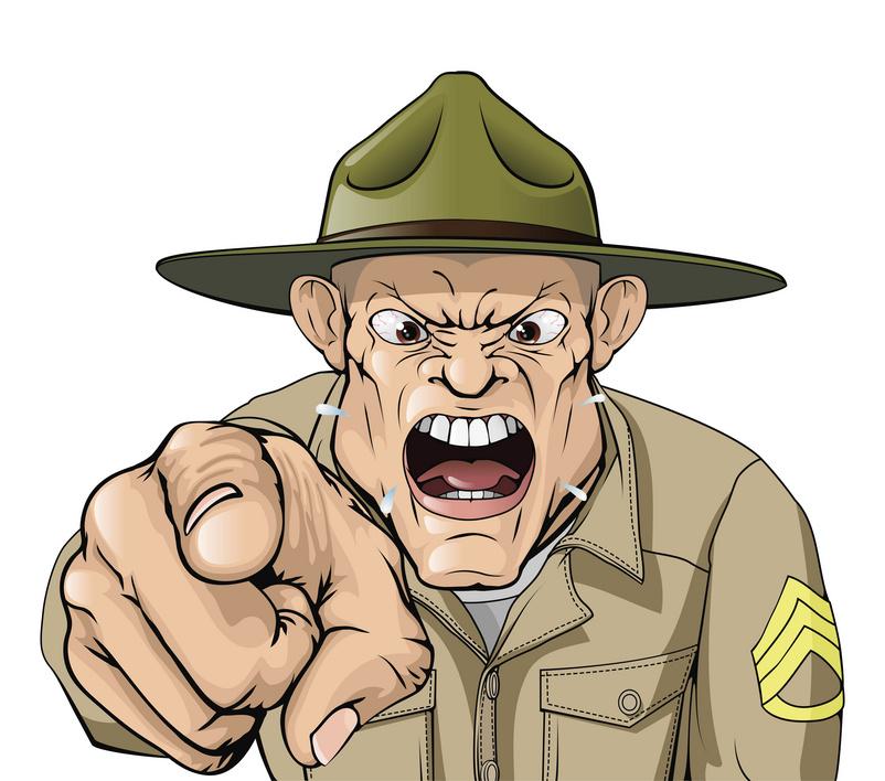 cutcaster-901277696-Cartoon-angry-army-drill-sergeant-shouting ...