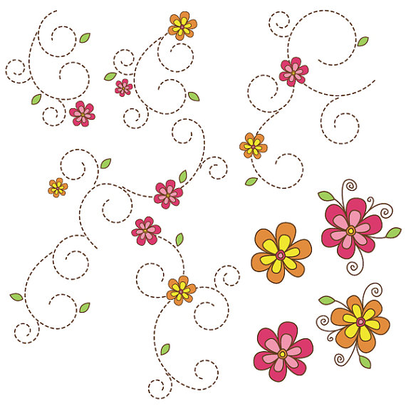 Floral Swirls Digital Clipart Clip Art for by CollectiveCreation ...