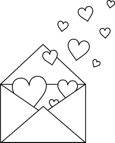 Colorable Love Letter - Free Clip Art