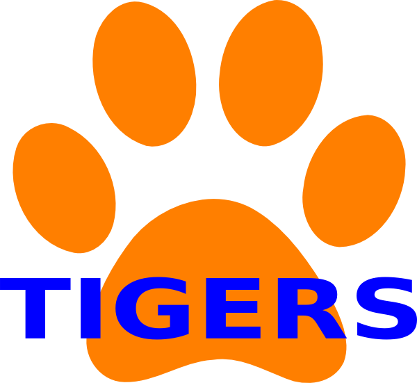 Orange Paw Print Tigers 2 clip art - vector clip art online ...