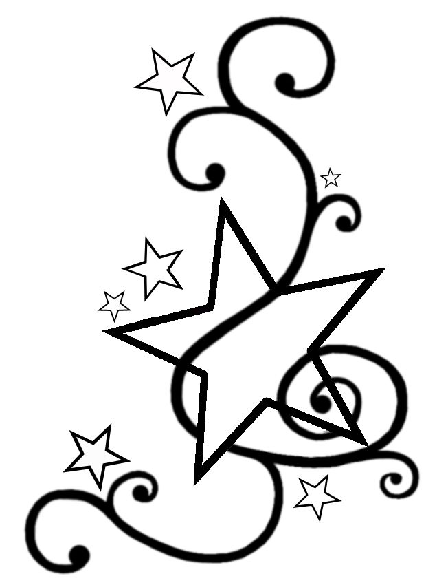 Stars with swirls tattoo | Tattoos | Pinterest