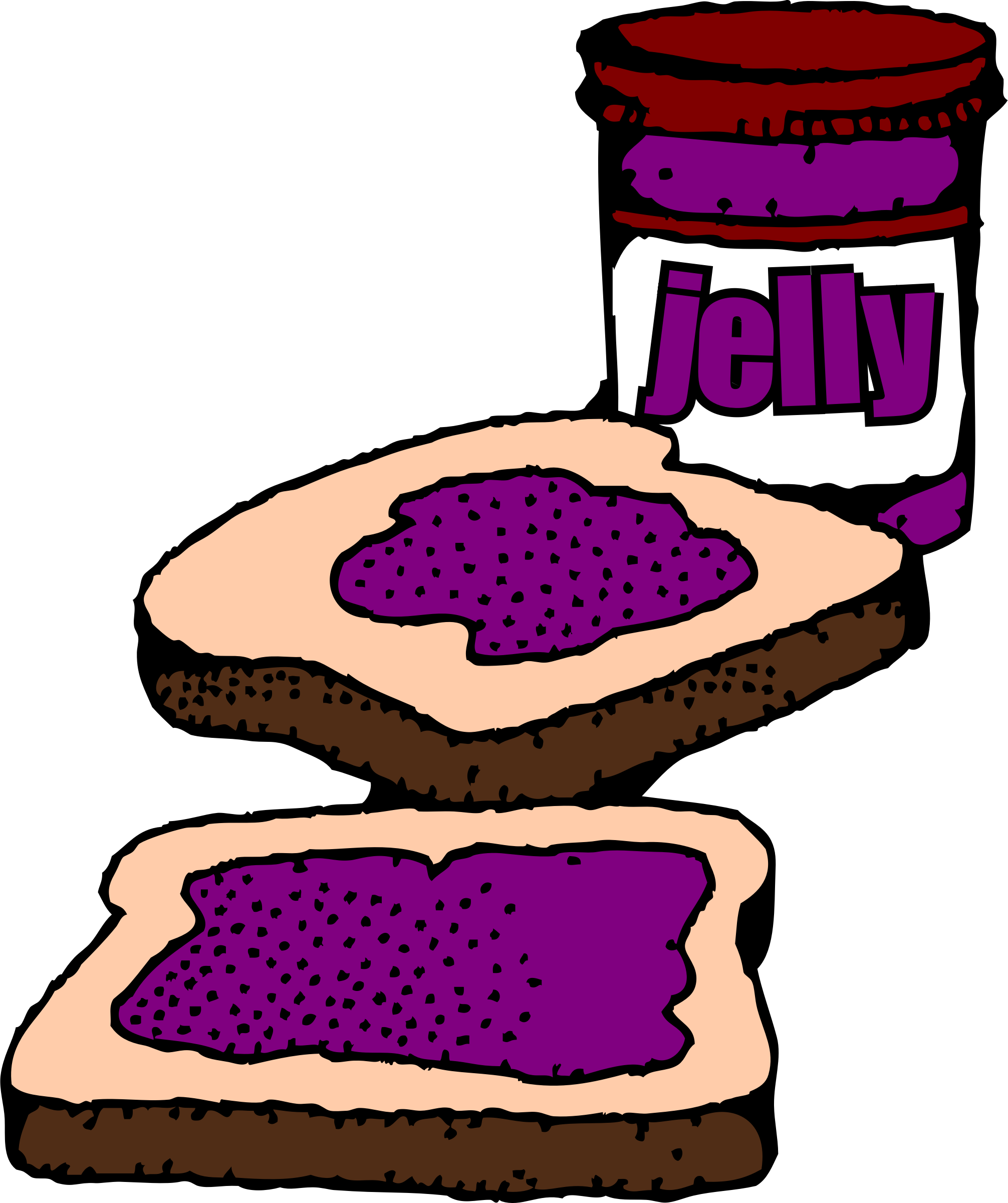 Clipart - Colorized Peanut butter and jelly sandwich with label