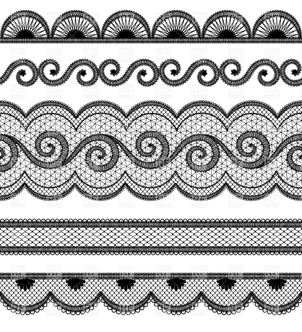 Set of black wavy lace borders, Borders and Frames, download ...
