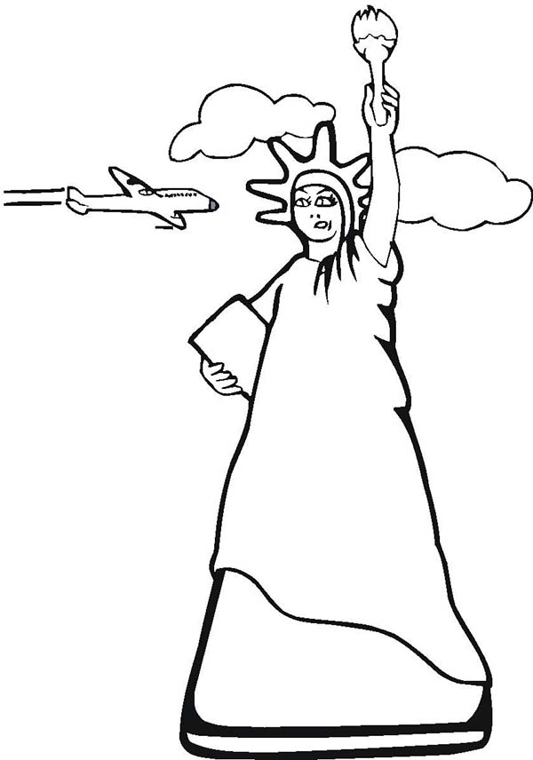 Statue of Liberty and Air Force One Coloring Page - Download ...