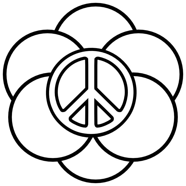 Peace Symbol Peace Sign Flower 11 a Black White Line Art Coloring ...