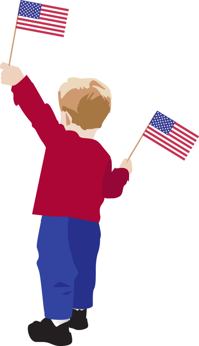 Little Boy with American Flags