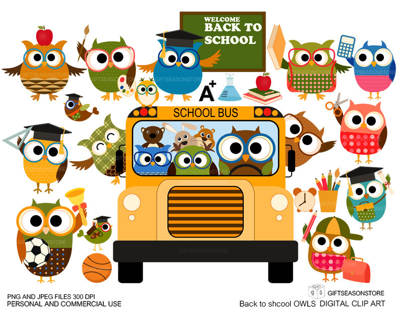 Popular items for school owls clip art on Etsy