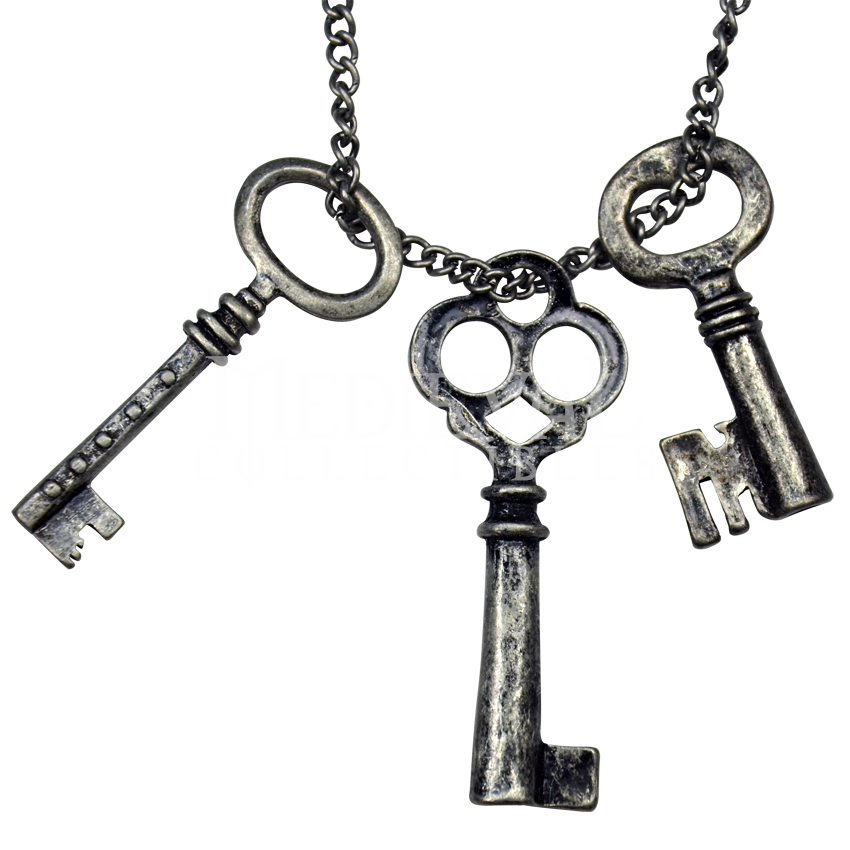 Burnished Silver Keys Necklace - FJ-123 by Medieval Collectibles