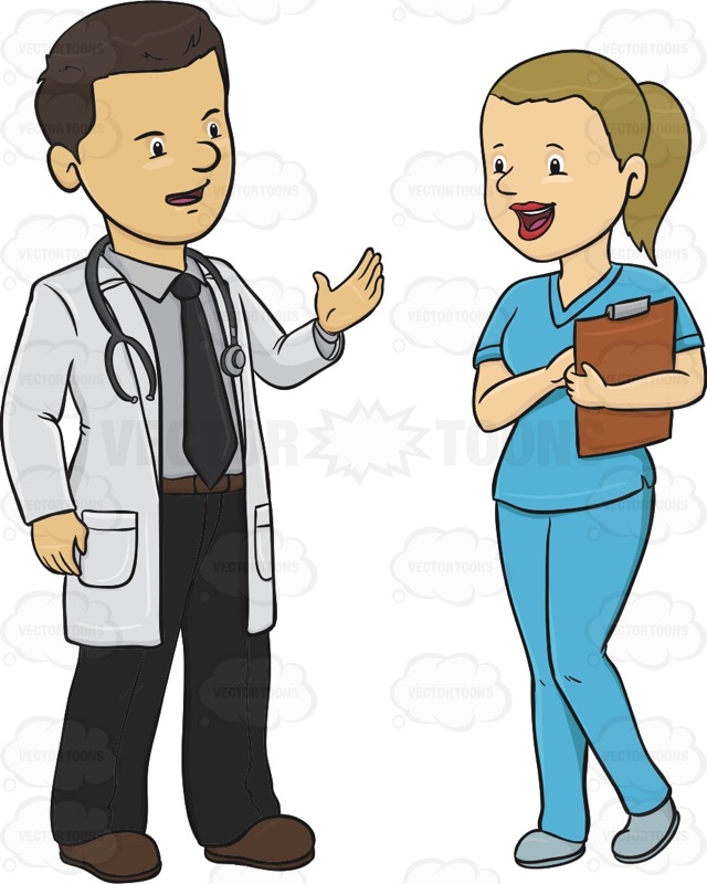 Male Doctor Speaking To A Female Nurse | Stock Cartoon Graphics ...