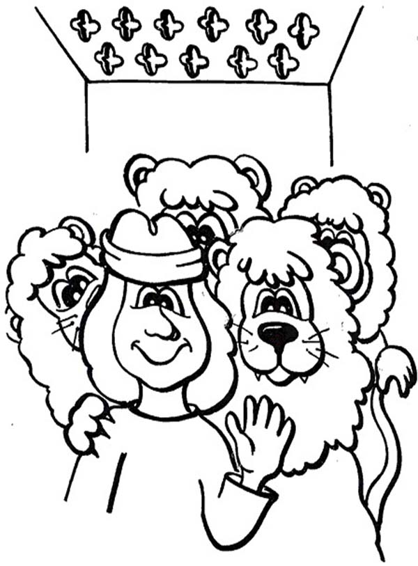 Cartoon of Daniel and the Lions Den Coloring Page - NetArt