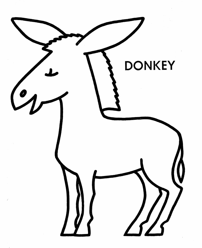 Farm Animal Coloring Pages | Printable Donkey outline Coloring ...