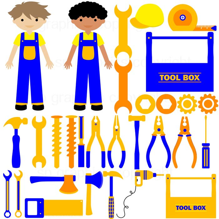 Construction Tool Box clipart for cards by SPGraphics on Etsy