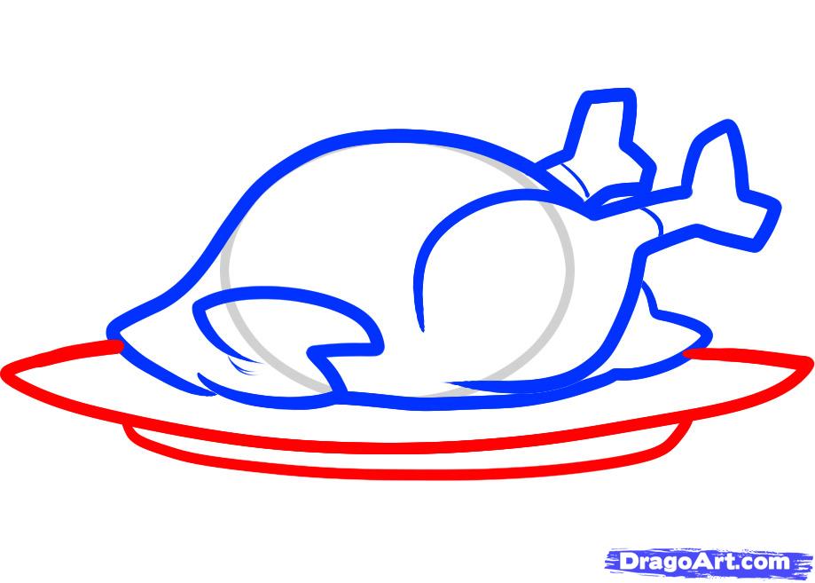 How to Draw a Thanksgiving Turkey, Cooked Turkey, Step by Step ...