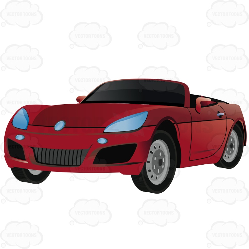 Red Convertible Sports Car With The Rood Down | Stock Cartoon ...