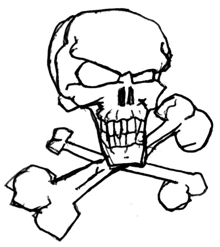 skull and cross bone coloring page