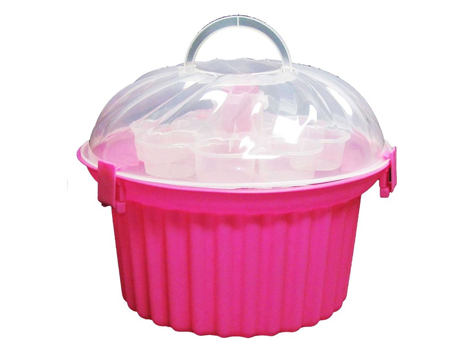 Sunny Side Up Bakery Pink Cupcake Shaped Cupcake Holder with Clear ...