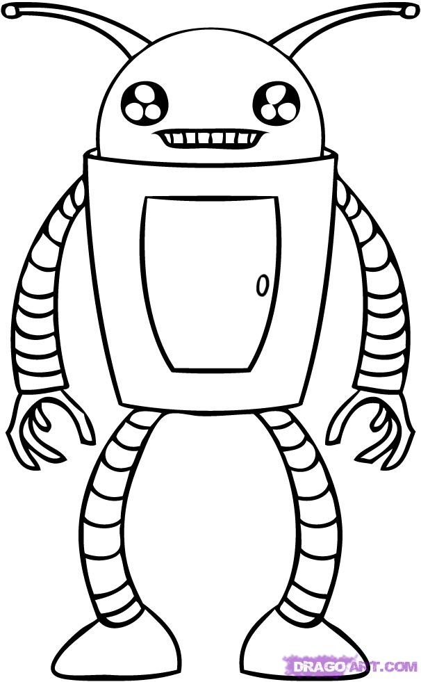 How to Draw a Cartoon Robot, Step by Step, Robots, Sci-fi, FREE ...