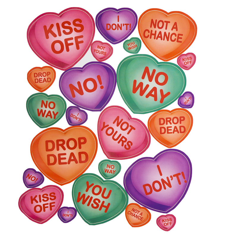 Anti-Valentine's Day Candy Heart Clings
