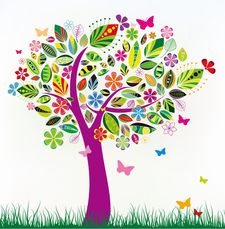 Abstract Tree with Flower Patterns | Free Vector Graphics | All ...