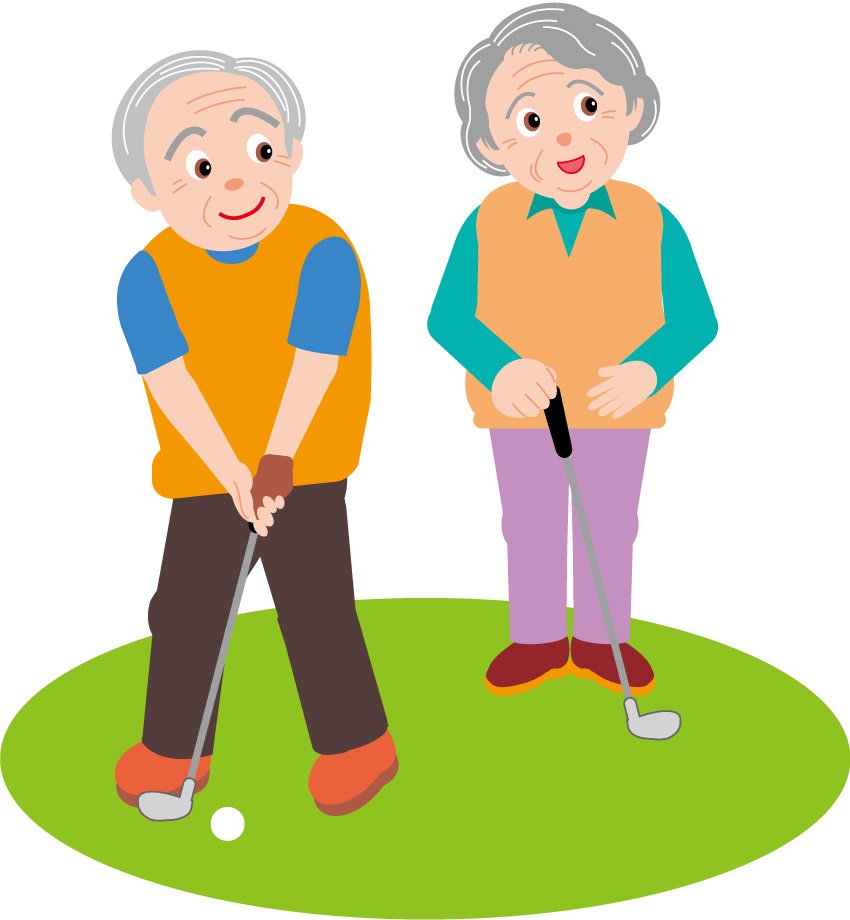 Vector cartoon clip old couple playing golf | Vector Images - Free ...