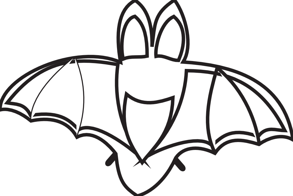 bat black white line art hunky dory SVG colouringbook.