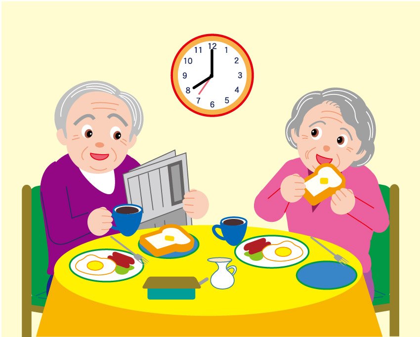 Vector old couple eating breakfast | Vector Images - Free Vector ...
