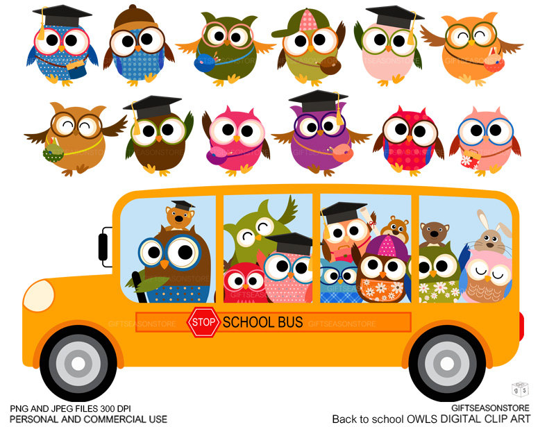 Popular items for school owl clip art on Etsy
