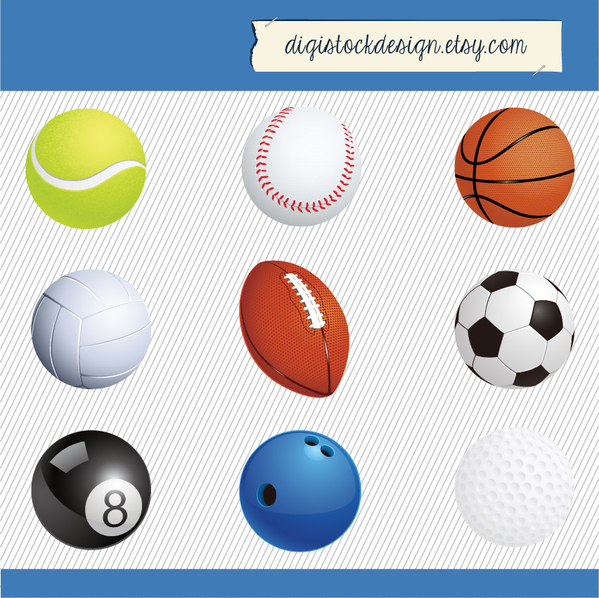 Popular items for sports balls clipart on Etsy
