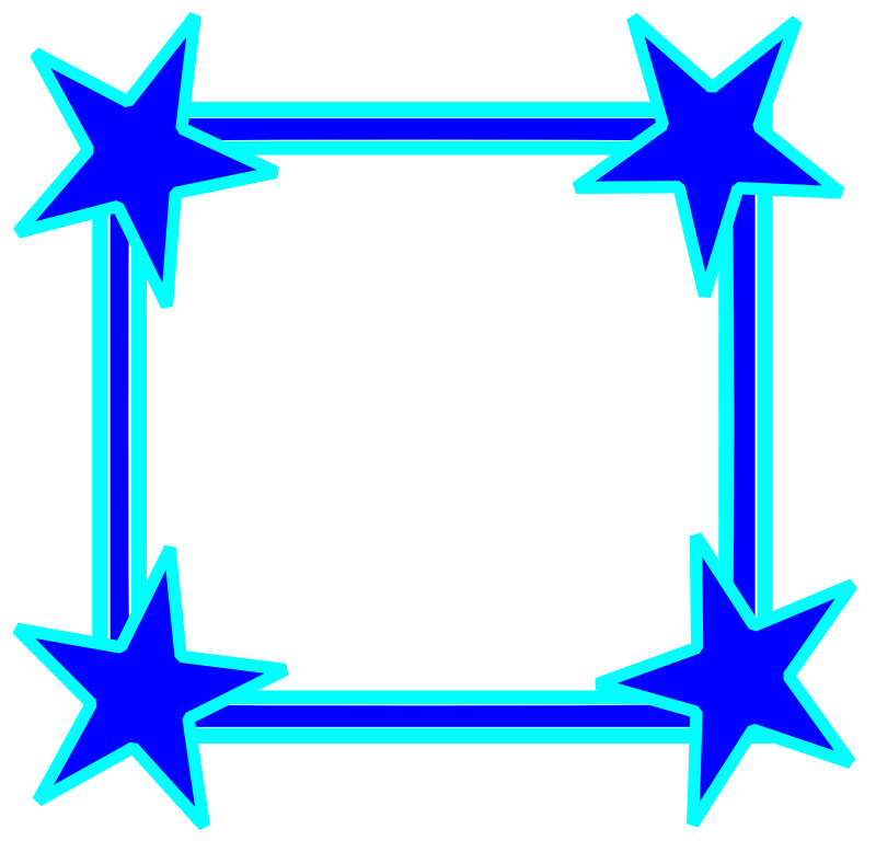 Clipart - Simple Bright Blue Star Cornered Frame