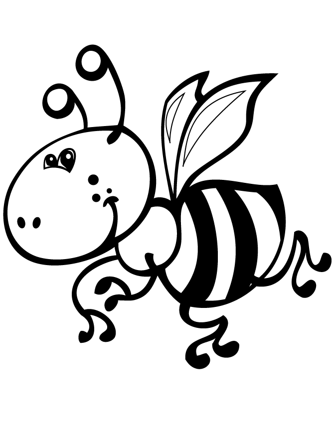 Cute Bumble Bee For Kids Coloring Page | Free Printable Coloring ...