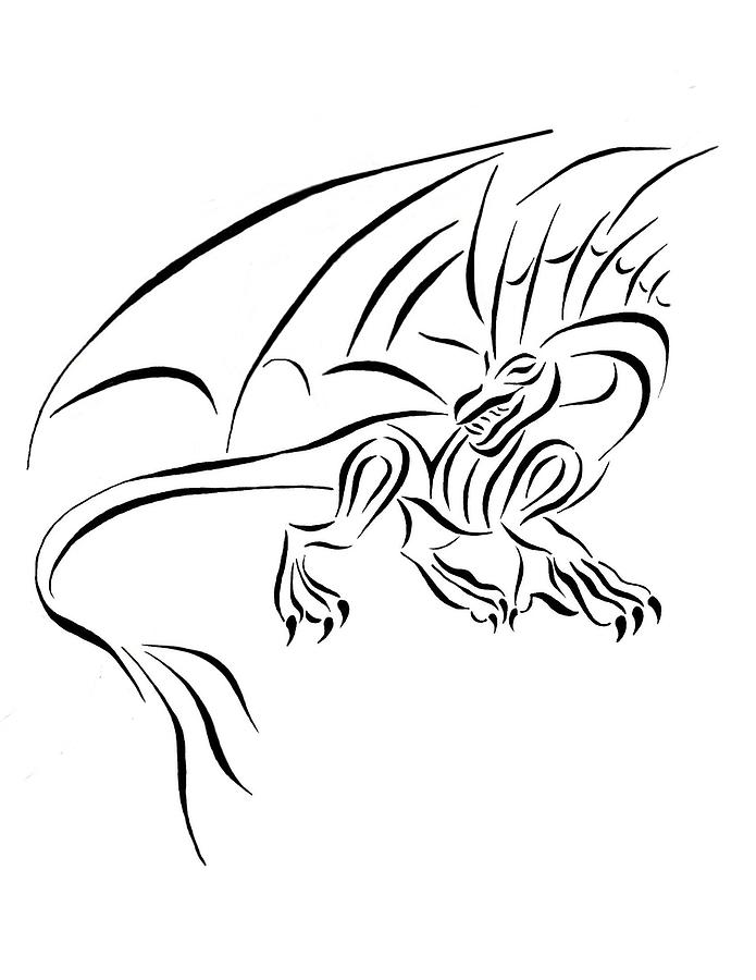 Line Drawings Of Dragons