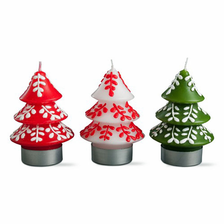 3.5" Decorative Christmas Tree Tealight Candles (3) | Holiday ...