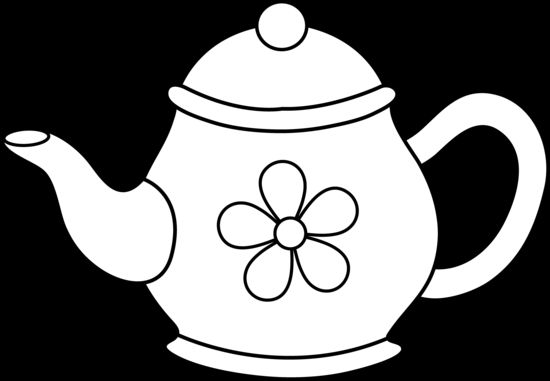 flowers in pots coloring pages | Cute Teapot Line Art - Free Clip ...