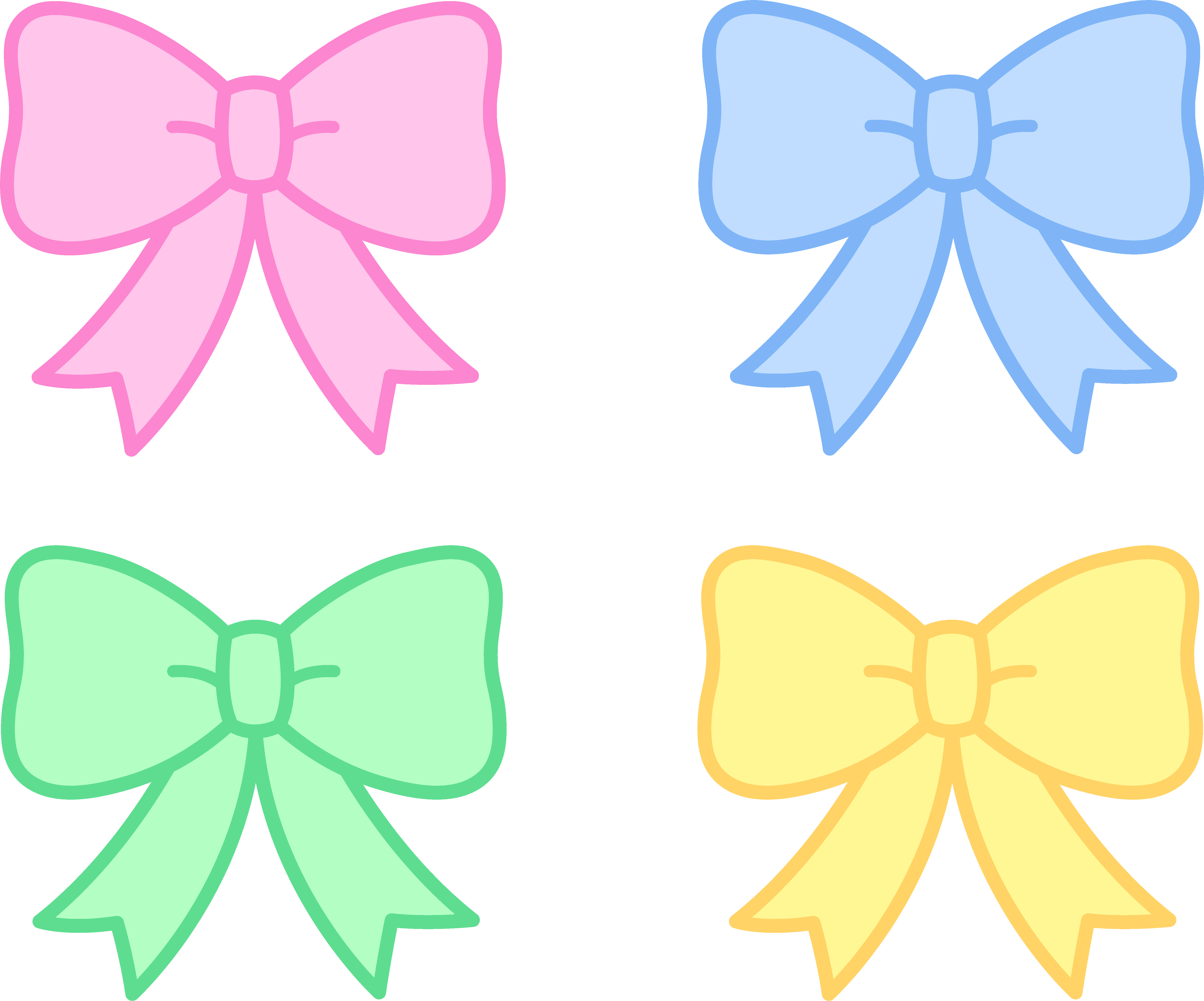 Cute Pastel Holiday Bows - Free Clip Art