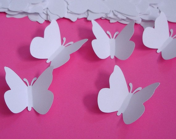 100 Wedding White Large Butterfly Punch Cutouts by BelowBlink