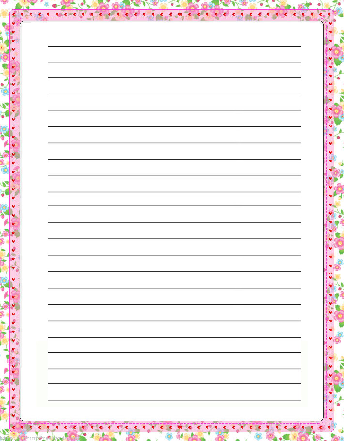 Elegant floral free printable stationery for kids, Primary lined ...