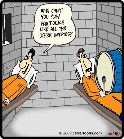 Inmate drummer By cartertoons | Media & Culture Cartoon | TOONPOOL
