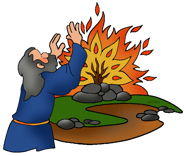 Free Bible Clip Art by Phillip Martin, Moses and the Burning Bush